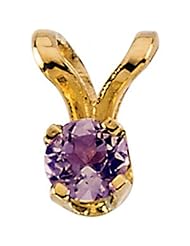 Splendid ChildS Amethyst Cz Pendant in 14k Yellow Gold
