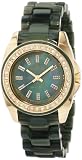 AK Anne Klein Women's 10/9668OMOG Swarovski Crystal Accented Green Marbleized Gold-Tone Bracelet Watch