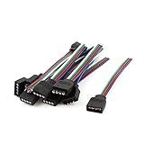 uxcell 光ストリップ向き　4ピン　雌　コネクタ　配線　メタル　プラグ　ブラック