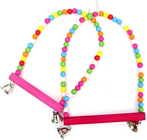 Wooden Bird Swing Parrot Stand Holder Bird Parrot Toys Wooden Stands With Bells