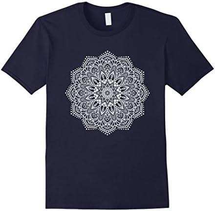 Men's Sacred Geometry White Mandala God Head t-shirt Large Navy