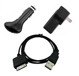 3 Pieces Value Combo Accessory Charger Kit for Microsoft Zune 80GB: USB Car Charger + USB Travel Charger + USB Data Sync Cable + Fishbone Style Keychain