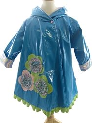 Corky Wrap Swing Raincoat Ocean Blue Retro Flower