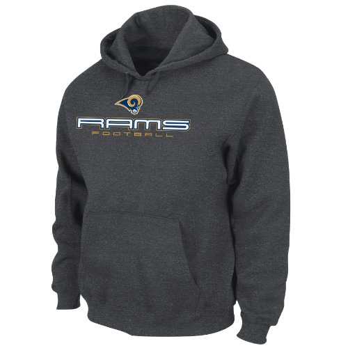 NFL Men's St. Louis Rams 1st and Goal IV Long Sleeve Hooded Fleece Pullover (Charcoal Heather, Large)