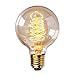 Parrot Uncle Vintage Edison Light Bulb 40w 110v Antique E26 Base Twisted Clear Glass Base Tungsten Filament Tube Incandescent Bulbs Home Decor Lighting, G80 Spiral Filament 40w