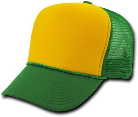 DECKYKelly Green and Yellow Mesh Trucker Style Cap Hat Caps Hats Adjustable