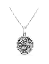 Bling Jewelry 925 Sterling Silver Zodiac Scorpio Round Pendant Necklace