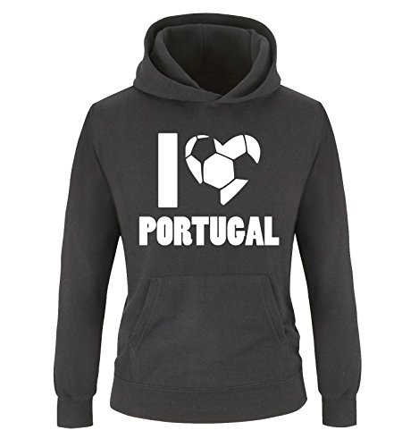 I LOVE PORTUGAL – Kinder Hoodie – Schwarz / Weiss Gr. 152/164