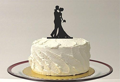 Bouquet Silhouette Wedding Cake Topper Bride and Groom Cake Topper For Wedding