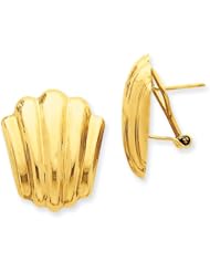 14k Yellow Gold Polished Fancy Omega Back Post Earrings. Metal Wt- 6.03g