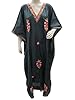 Muummuu Caftan Dress Black Floral Embroidered Silk Kaftan Kimono Gypsy Dress