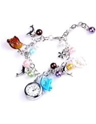 Yesurprise Fashion Dolphin Beads Ladies Girl Women BANGLE BRACELET Quartz Watch