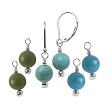 Sterling Silver Kingman Turquoise Trio Interchangeable Beaded Earring Gift Set