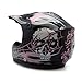 TMS® Youth Black Pink Skull Dirt Bike ATV Motocross Helmet with Goggles and Gloves (Large)