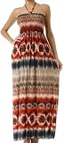 Circles and Stripes Graphic Print Beaded Halter Smocked Bodice Maxi / Long Dress ( Free Shipping! )
