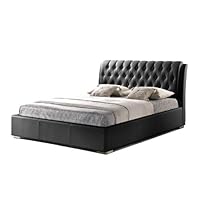 Baxton Studio Bianca Black Modern Bed with Tufted Headboard, Queen