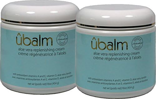 Ubalm Blue 2 Pack- Aloe Vera Replenishing Cream 16oz - The Ultra Hydrating Balm for Soft Skin