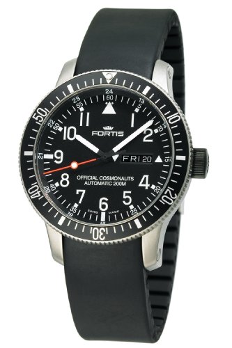 Fortis Men's 658.27.11 K B-42 Official Cosmonauts Swiss Automatic Titanium Luminous Day-Date Rubber Diving Watch