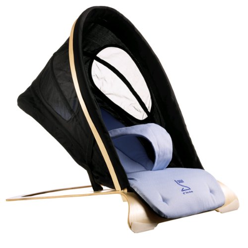 Buy Low Price Scandinavian Child Svan Bouncer in Black and Blue with Natural Wood S7022