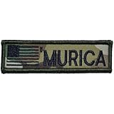 MURICA with USA Flag, Nametape Size 1x3.75 inch Military Patch / Morale Patch - Multicam