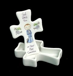 "On Your First Communion" Boys Religious Cross Keepsake Trinket Box