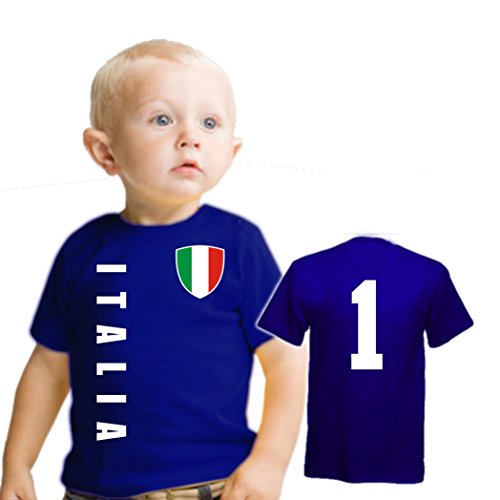 Italien ITALIA BABY Kinder T-Shirt – Trikot Look – Gr. 56-98 – blau (0-6 Monate)