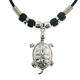 Turtle Pendant Necklace - 1'' Pendant - 19'' Black Cord Necklace