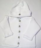 Knitted on Hand Knitting Machine White Chenille Finished By Hand Crochet Infant Boys and Girls Cardigan Hat Set