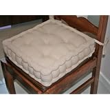 Cotton Dining Chair Booster Cushion Taupe Beige