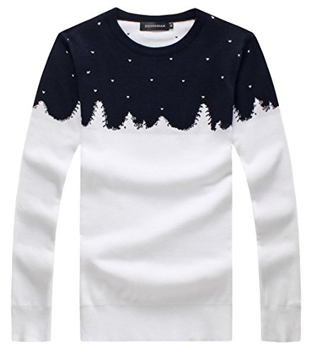 Xmenhere Men's Winter Migratorial Crew Neck Long Sleeve Pullover Sweater White M