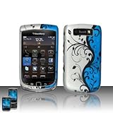 Rubberized Blue Silver Black Vine Snap on Design Case Hard Case Skin Cover  ....