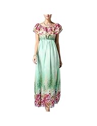 Off the Shoulder One Shoulder Elasticized   Waistline Chiffon Scoop Neck Floral Print Maxi Dress 