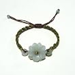 Hand-knotted Carved Daisy Jade Bracelet - Gold/Green Adjustable Cord