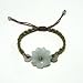Hand-knotted Carved Daisy Jade Bracelet - Gold/Green Adjustable Cord