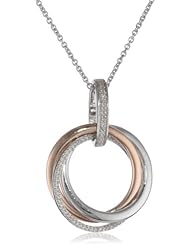 18k Rose Gold Plated Sterling Silver Diamond Circle Pendant Necklace (1/6 Cttw, I-J, I2-I3 Clarity), 18"