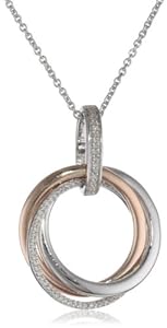 14k Rose Gold-Plated Sterling Silver and Diamond Circle Pendant Necklace (1/6 cttw, I-J Color, I2-I3 Clarity), 18