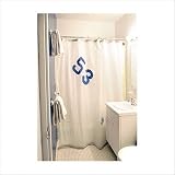 Spinnaker Shower Curtain in White Sailcloth with Blue Number