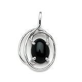 Black Coral Pendant in 14K White Gold