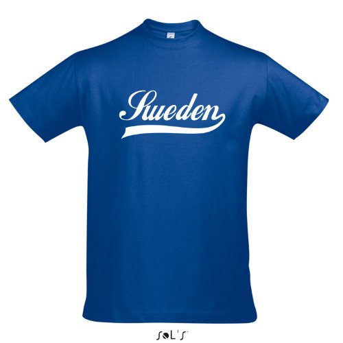 T-Shirt Schweden Oldschool Sweden LÄNDERSHIRT EM / WM FAN Trikot S-XXL , Royal blue – weiß , M