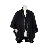 Bradley by Bradley Bayou Ruffle Edge Wrap with Sequins Missy Black