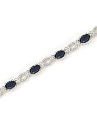 14kt Yellow Gold Oval Blue Sapphire and Diamond Bracelet