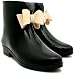 Ankle Bow Wellies Wellington Snow Rain Festival Low Heel Boots Black US Sz 7