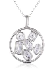 Sterling Silver Simulated Diamond Cluster Pendant Necklace, 18"