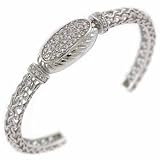 Sterling Silver Royal Filigree Simulated Diamond cz Antique Cable Bangle