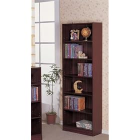 Six Tier Bookcase In A Dark Brown Wood Finish