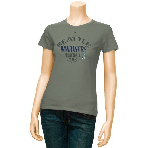 Majestic Seattle Mariners Ladies Gray Club Sunburst T-shirt (Large)