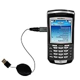 Retractable USB Cable for the Blackberry 7100x with Power Hot Sync and Charge capabilities - Gomadic Brand w/ TipExchange Technology