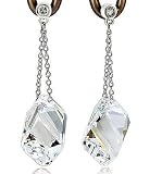 Clear Crystal Long Drop Earrings Used Swarovski Crystals