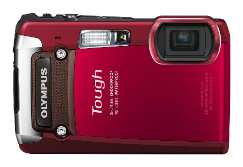 Olympus TG-820 Digitalkamera (12 MP, 5-fach opt. Zoom, 3 Zoll Display, True Pic 6 Prozessor, Wasserdicht bis 10m, kälteresistent, staub-, stoß- und bruchgeschützt) rot