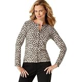 JM Collection Petite Printed Crewneck Cardigan at JM Collection